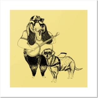 Basset Hound and Banjo, Labrador Retriever too Posters and Art